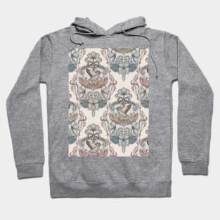 Woodland Birds - hand drawn vintage illustration pattern in neutral colors Hoodie